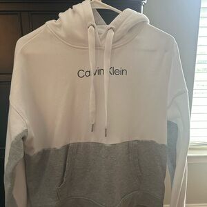 Calvin Klein Grey and White hoodie